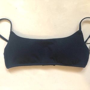 J crew Textured scoopneck bikini top, small, midnight, navy